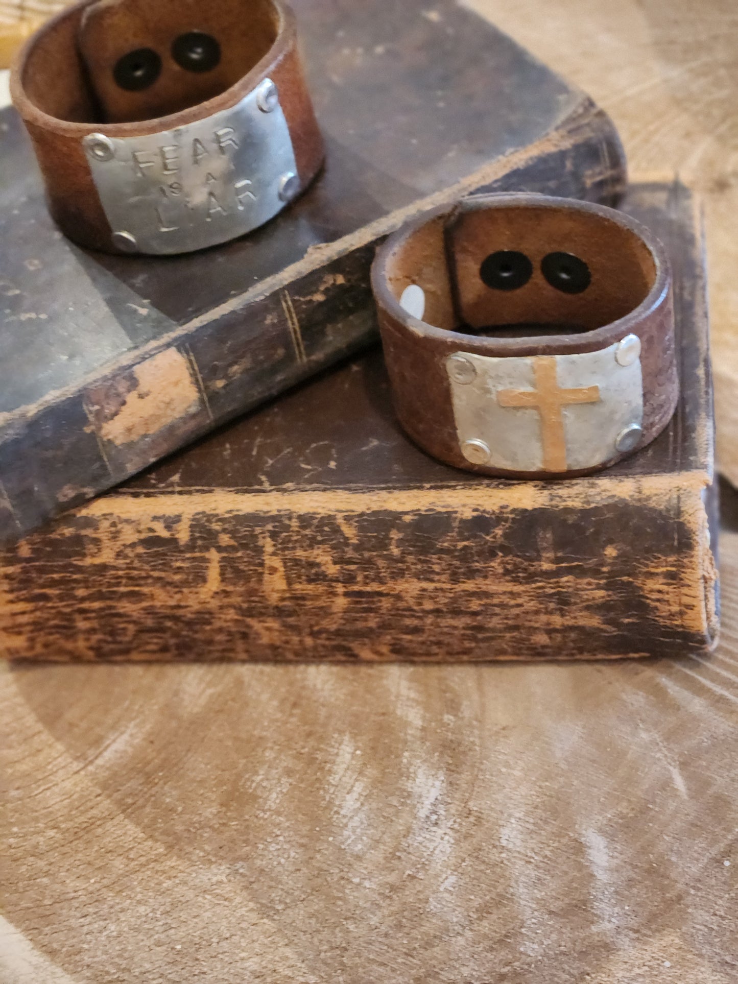 Leather Cuff with Cross