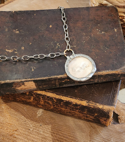 Hand Stitched Love Pendant Necklace on 18" Chain