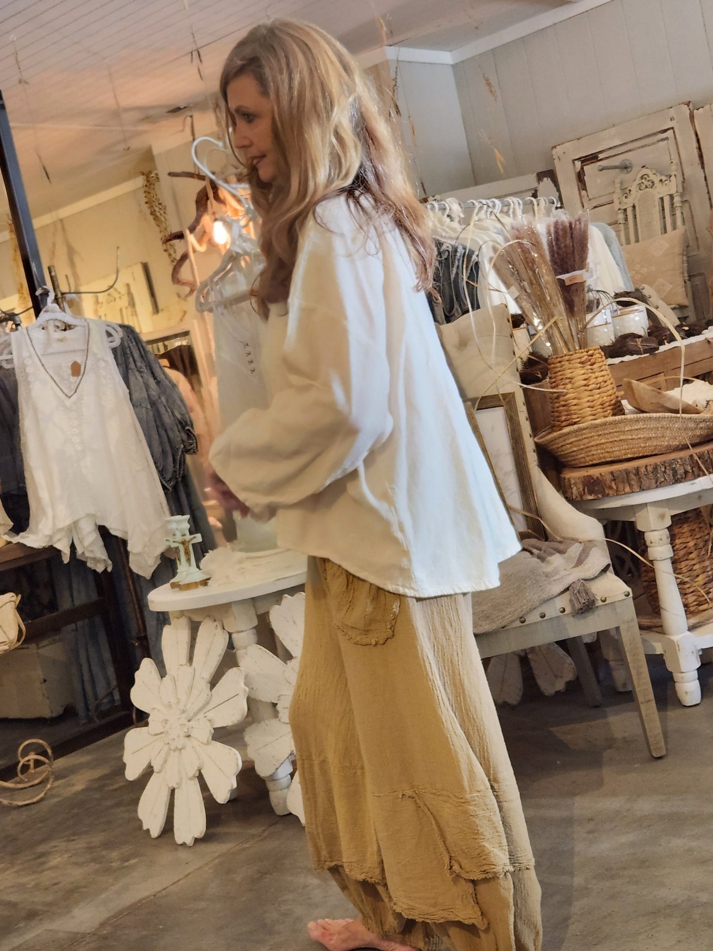 Bone Abby Top No Pockets-OSFM